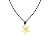 Lantisor din aur galben de 18k cu Steluta 3D si cu 2 diamante naturale